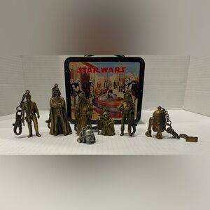 Star Wars lot of 8 mini lunch box w/ key chains vintage